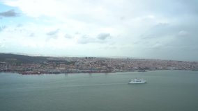 View from Cristo Rei, Lisbon, Portugal, video in 4k format