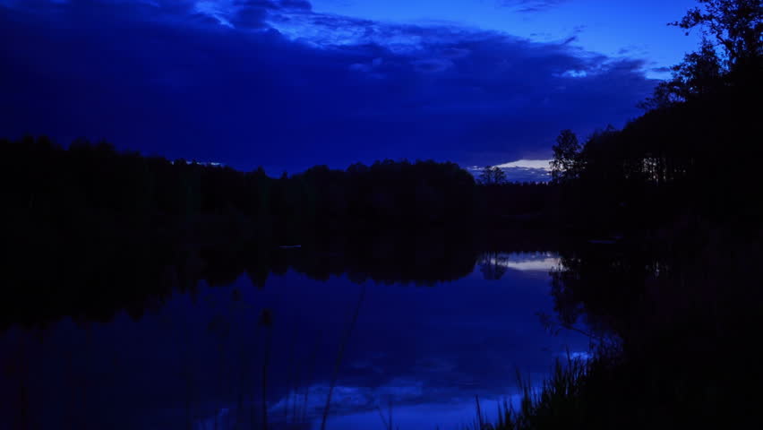 Cloudscape above the lake at sunset, timelapse
