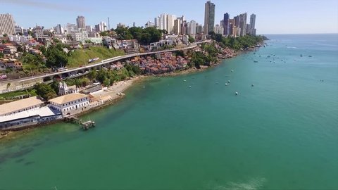 Aerial view of Solar do Unhao, Gamboa in Salvador, Bahia, Brazil.