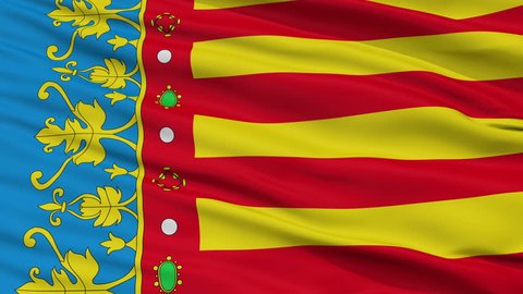 Valencian Community closeup flag, Spain, realistic animation seamless loop - 10 seconds long