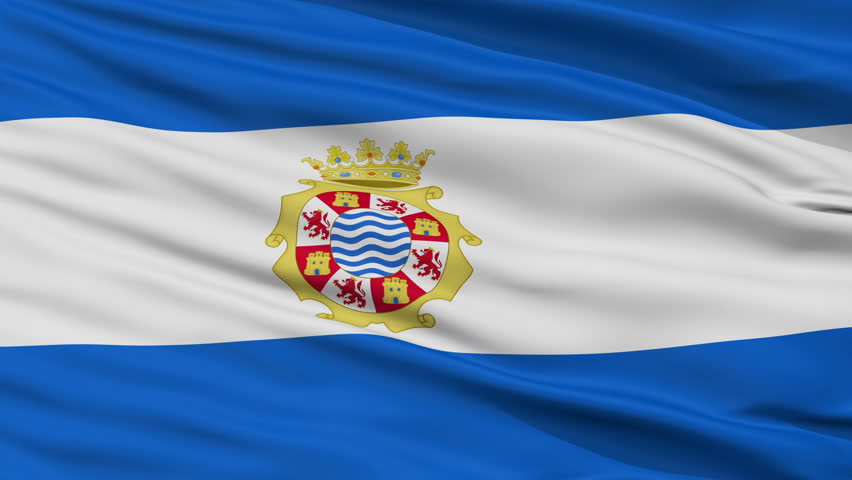 Jerez la Frontera closeup flag, city of Spain, realistic animation seamless loop - 10 seconds long