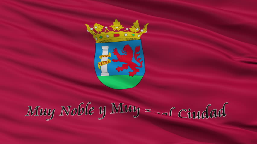 Badajoz closeup flag, city of Spain, realistic animation seamless loop - 10 seconds long