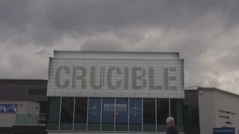 Sheffield, Yorkshire / United Kingdom - April 24 2018: Snooker fans arrive at The Crucible Theatre World Snooker Championship