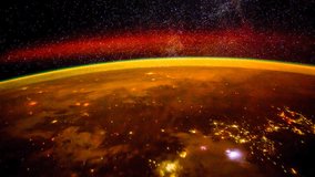 Planet Earth seen from the International Space Station with Aurora Borealis over the earth, Time Lapse 4K. Images courtesy of NASA Johnson Space 