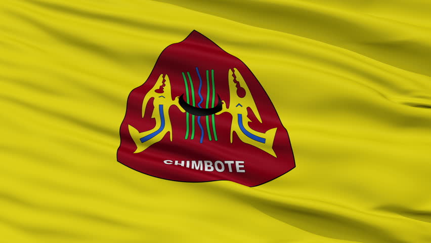 Chimbote closeup flag, city of Peru, realistic animation seamless loop - 10 seconds long