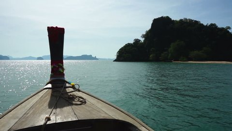 Front view of long tail boat at Thailand