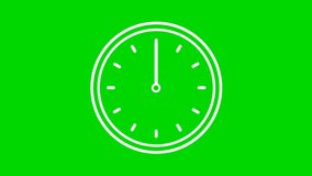 clock in 12 hour seamless loop on green screen