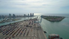 Drone aerial hyper lapse footage Miami Beach Florida bay ocean city 4k