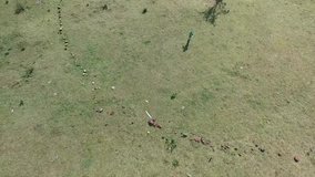 Aerial image of Vulcan crater going up with a kid running 