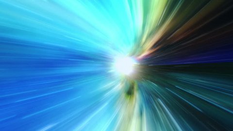 Warp speed!  Travel through space and time at the speed of light with this high energy visualization of flying through hyperspace. 