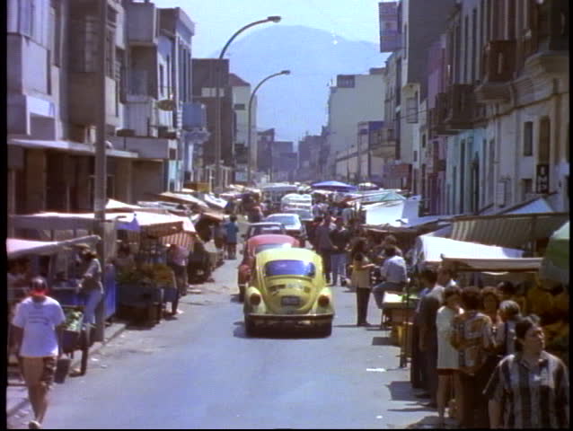 PERU, 1998, Lima, street scene with traffic