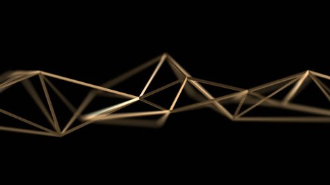 Abstract 3d rendering of geometric shape. Cgi loop animation with lines. Modern background with polygonal structure. Seamless motion design for poster, cover, branding, banner, placard. 4k UHD Video Stok