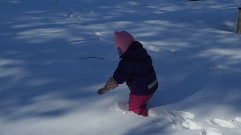 Kid Walking On Deep Snow Child Stock Footage Video (100% Royalty-free ...