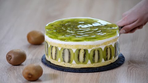Homemade Kiwi Mousse Cake Piece Stock Footage Video 100 Royalty Free Shutterstock