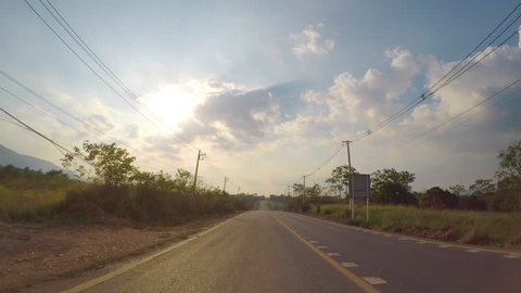 Front Driving Plate : Driving On Route 3052 To Khao Yai National Park , Nakhon Ratchasima , Thailand