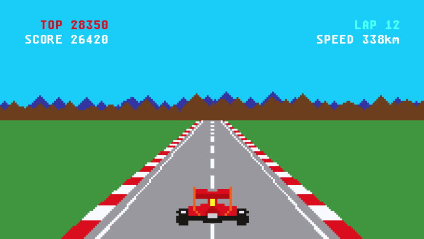 Retro pixel art style race car video game cartoon animation Royalty-Free Stock Footage #1010258582