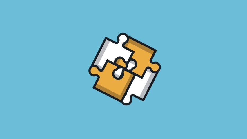 Puzzle pieces joining HD animation