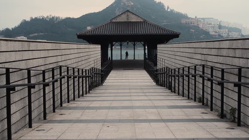 Temple ahead with people