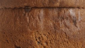 Italian holiday cake surface details close-up 4K footage