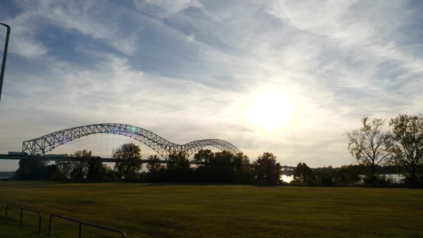 Bridge over Mississippi River on sunny day Tennessee USA