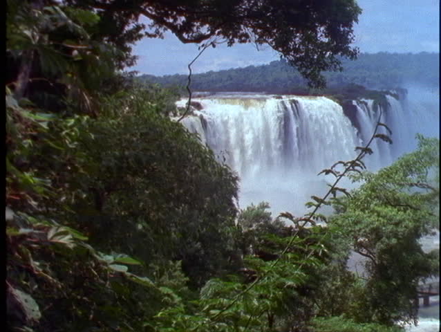 BRAZIL, 1998, Iguazu Falls, wide shot, green framing