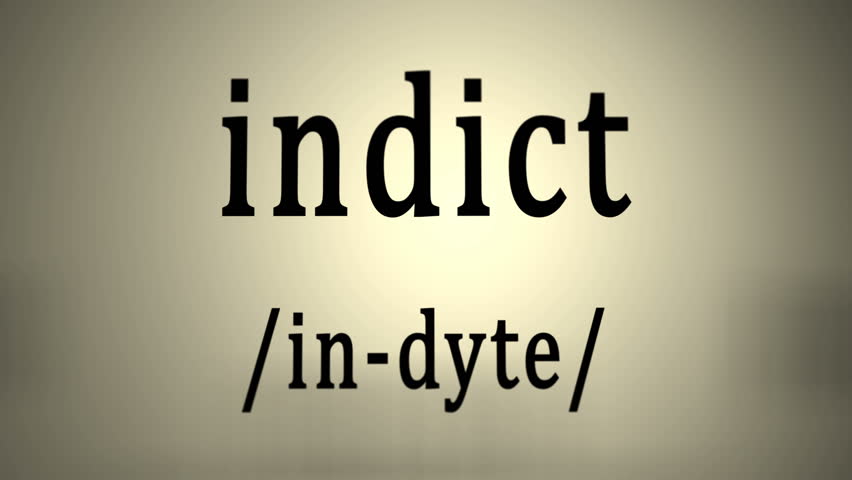 This animation includes a definition of the word indict.