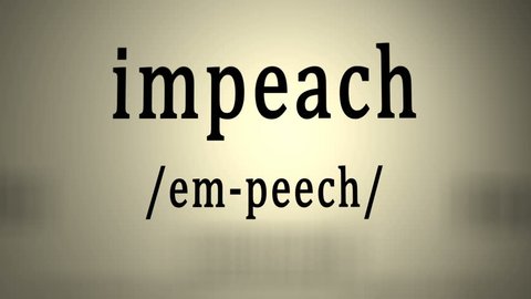 This animation includes a definition of the word  impeach.
