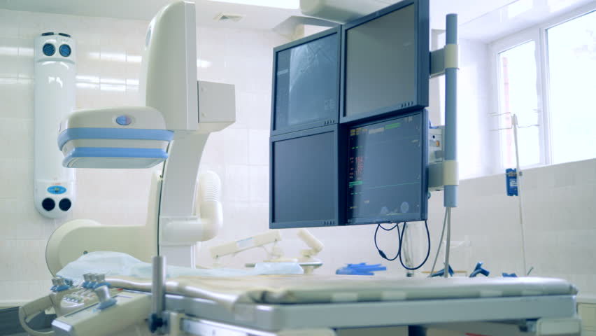 Heart monitors in work in a surgery room. 4K. | Shutterstock HD Video #1010362160