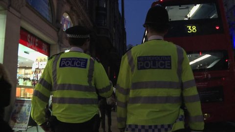 London, United Kingdom (UK) - 03 28 2012: Metropolitan police officers on patrol in London West End