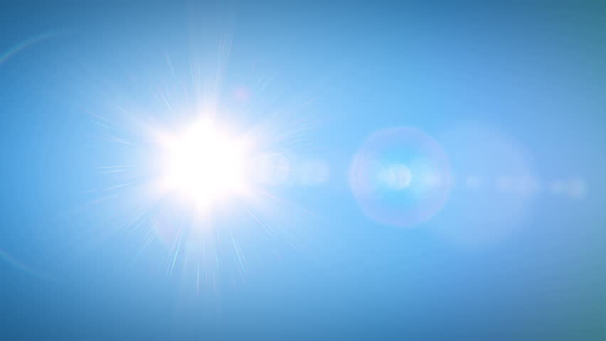 Beautiful Bright Sun Shining Moving Across the Clear Blue Sky in Time-Lapse. 3d Animation with Flares. Nature and Weather Concept. 4k UHD 3840x2160. Royalty-Free Stock Footage #1010376611