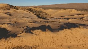 Aerial view of massive sand dunes in the arid region of the Northern Cape, South Africa