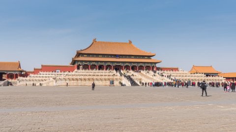 Beijing, China - Mar 16, 2018: 4k hyperlapse video of Forbidden City in Beijing