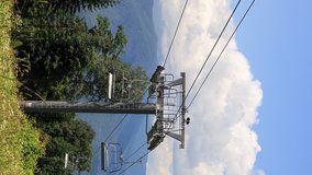 Vertical video. Cable lift. Time Lapse. Plateau Laura, Sochi, Russia
