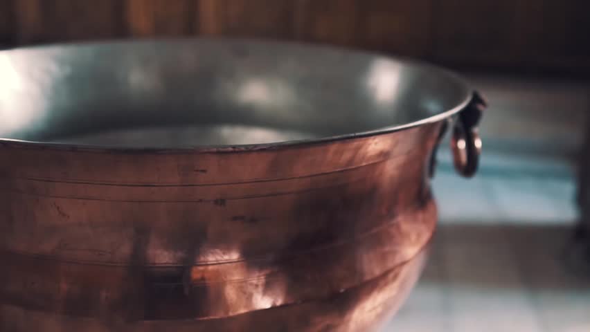 copper baptism bowl in orthodox church in Cyprus 
