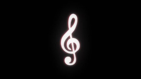 music treble clef symbol glitch screen distortion camera display animation seamless loop background New quality universal close up vintage dynamic animated colorful joyful cool nice video