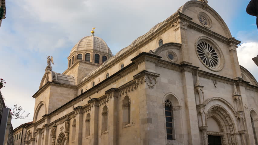 Time Lapse of St James Cathedral, Sibenik, Croatia - St James cathedral is monument of the Renaissance listed as UNESCO world heritage. It is the landmark and travel destination of Sibenik, Croatia.