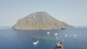 Drone over the Aeolian Islands, Sicily, Italy. Video shot in 4K in the summer 2017