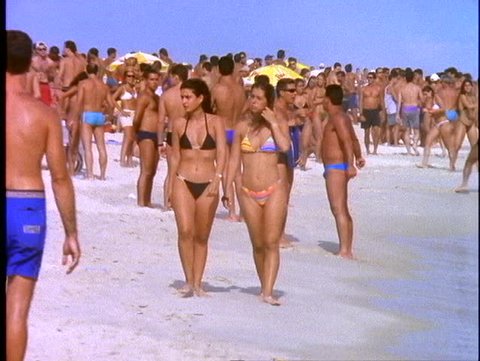 BRAZIL, 1998, People on the beach at Rio de Janeiro, young and attractive crowd