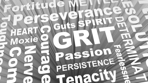 Grit Passion Perseverance Persistence Word Collage 3d Animation