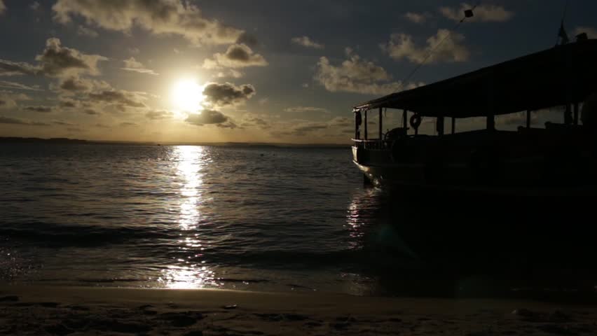 boat on the coast sunset 