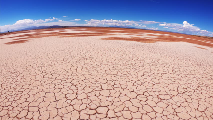 Dry land with lots of cracks. Altiplano at sunny day, Bolivia