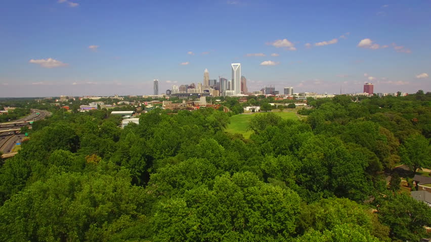 Aerial footage of downtown Charlotte NC