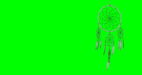 dreamcatcher on a green screen chroma key background 3d illustration render looped animation with alpha matte mask