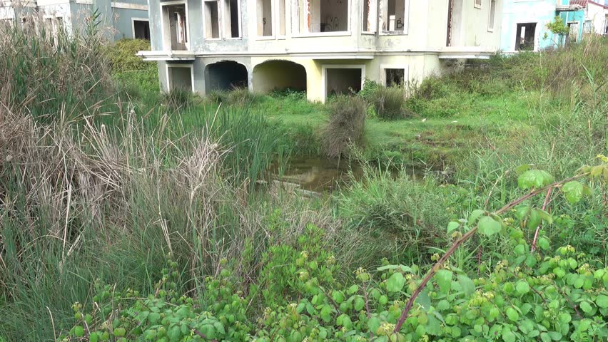 4K Deserted houses on swamp
