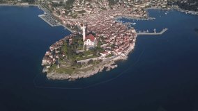 Aerial panorama of the old town Rovinj, Istria, Croatia
