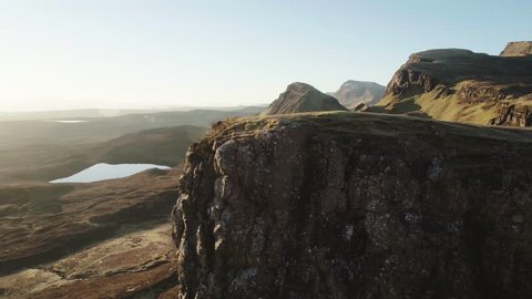 Cinematic aerial drone of the Quiraing on the Isle of Skye, Scotland