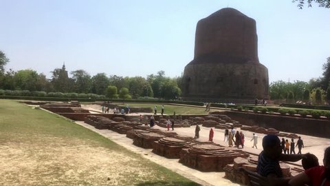 Varanasi / India 25 March 2018  Dhamek stupa is one of the oldest buddhist structures in India Situated  at Sarnath in Varanasi  Uttar Pradesh India