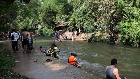April 22, 2018, Nakhon Nayok Province - Thailand, We, and Friends, Waterfall "Lung Lek Garden", cruise, swim in the stream.