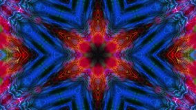 Abstract kaleidoscopic forms merge and flow (Loop).