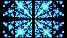 Abstract Jigsaw puzzle blue color illustration glowing pattern background zoom in moving, seamless looping animation 4K